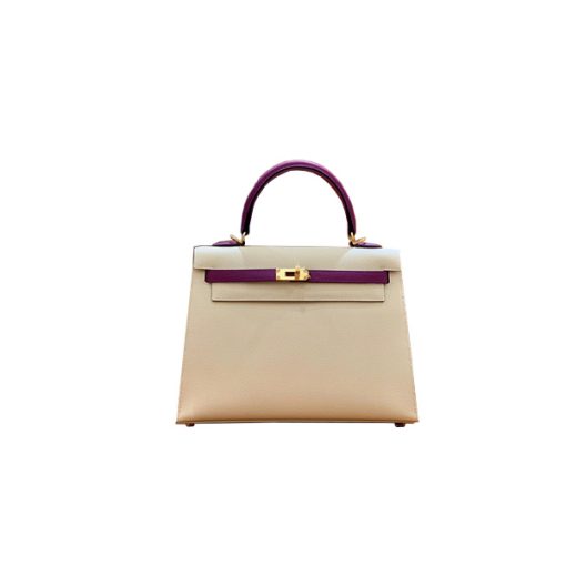 Hermes Kelly 25 HSS White Violet like authentic sử dụng chất liệu da bò dập vân nhập ý nguyên bản như chính hãng, được sản xuất hoàn toàn bằng thủ công, chuẩn 99%, full box và phụ kiện, hỗ trợ trả góp bằng thẻ tín dụng