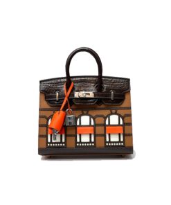 Hermes Birkin 20 Sellier Faubourg Brown Multicolor Madame Crocodile Epsom Sombrero & Swift like authentic sử dụng chất liệu da cá sấu kết hợp da epsom chất liệu da nguyên bản như chính hãng, full box và phụ kiện, chuẩn 99% so với chính hãng