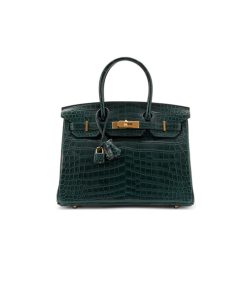 Hermes Birkin 25 Vert Fonce Alligator Mississippi Matte Gold Hardware sử dụng chất liệu da cá sấu, sản xuất hoàn toàn bằng thủ công, chuẩn 99% so với chính hãng, full box và phụ kiện, hỗ trợ trả góp bằng thẻ tín dụng