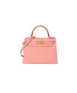 Hermes Kelly 25 Ostrich Skin Pink sử dụng chất liệu da đà điểu, may thủ công 100% full box và phụ kiện, hỗ trợ trả góp bằng thẻ tín dụng