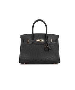 Hermes Birkin 30 Black Ostrich Rose Gold Hardware sử dụng chất liệu da đà điểu tự nhiên, được may thủ công 100%, cam kết chất lượng chuẩn 99% so với chính hãng, full box và phụ kiện, hỗ trợ trả góp bằng thẻ tín dụng