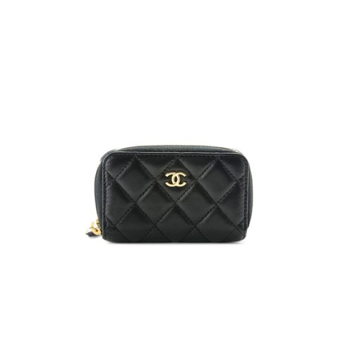 Chanel Classic Zipped Coin Purse Black Gold SHW Lambskin like authentic chuẩn 99% so với chính hãng, cam kết chất lượng tốt nhất, sử dụng chất liệu da cừu, full box và phụ kiện, hỗ trợ trả góp bằng thẻ tín dụng, miễn phí ship toàn quốc