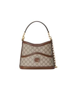 Túi Gucci Large shoulder bag with Interlocking Màu Nâu chất lượng like authentic, cam kết chất lượng tốt nhất, chuẩn 99% so với chính hãng, sử dụng chất liệu vải canvas kết hợp da bò, full box và phụ kiện, hỗ trợ trả góp bằng thẻ tín dụng