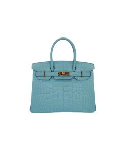 Túi Hermes Birkin 30 Bleu Saint Cyr Matte Alligator Gold Hardware chất lượng like authentic, cam kết chất lượng tốt nhất, dùng không ai biết, được sử dụng chất liệu da cá sấu tự nhiên bắc mỹ, được may thủ công 100% bằng tay bằng chỉ sáp ong nhập pháp, full box và phụ kiện, hỗ trợ trả góp bằng thẻ tín dụng