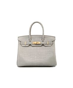 Túi Hermes Birkin 30 Crocodile Gris Perle Matte Alligator With Gold Hardware chất lượng like authentic, cam kết chất lượng tốt nhất bao check, dùng không ai biết, sử dụng chất liệu da cá sấu bắc mỹ tự nhiên 100%, được may thủ công tay hoàn toàn 100%, sử dụng chỉ sáp ong của pháp, full box và phụ kiện, hỗ trợ trả góp bằng thẻ tín dụng