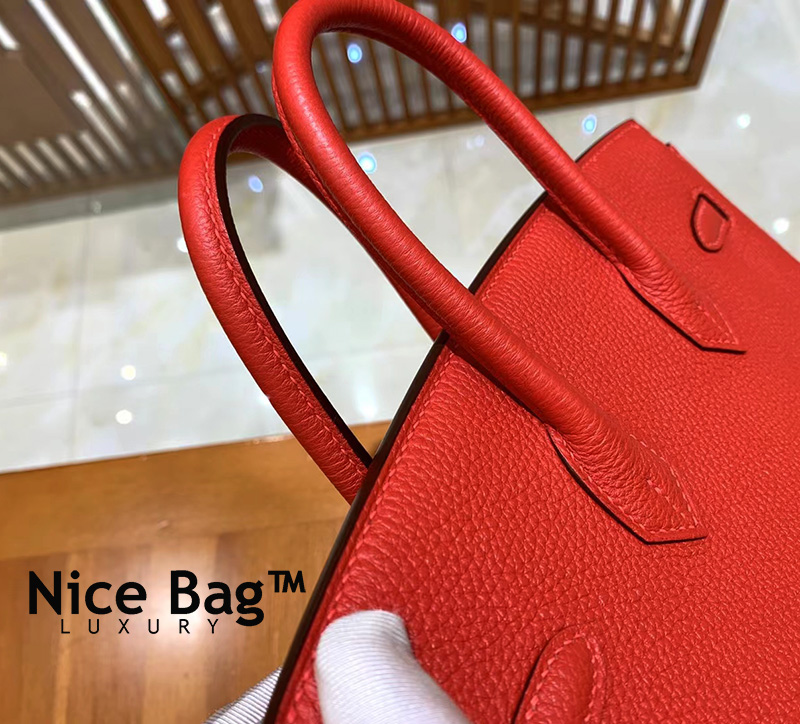 Túi Hermes Birkin Bag 30 Rouge Tomate Clemence Leather Silver Hardware chất lượng like authentic, cam kết chất lượng tốt nhất, chuẩn 99% so với chính hãng, cam kết dùng không ai biết, sử dụng chất liệu da togo, được may thủ công 100%, dùng chỉ pháp, full box và phụ kiện, hỗ trợ trả góp bằng thẻ tín dụng