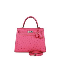 Túi Hermes kelly 25 Ostrich Rose Tyrien Verso Palladium Hardware chất lượng like authentic, cam kết chất lượng tốt nhất, chuẩn 99% so với chính hãng, sử dụng chất liệu da đà điểu, được may thủ công tay 100%, full box và phụ kiện, hỗ trợ tar góp bằng thẻ tín dụng.