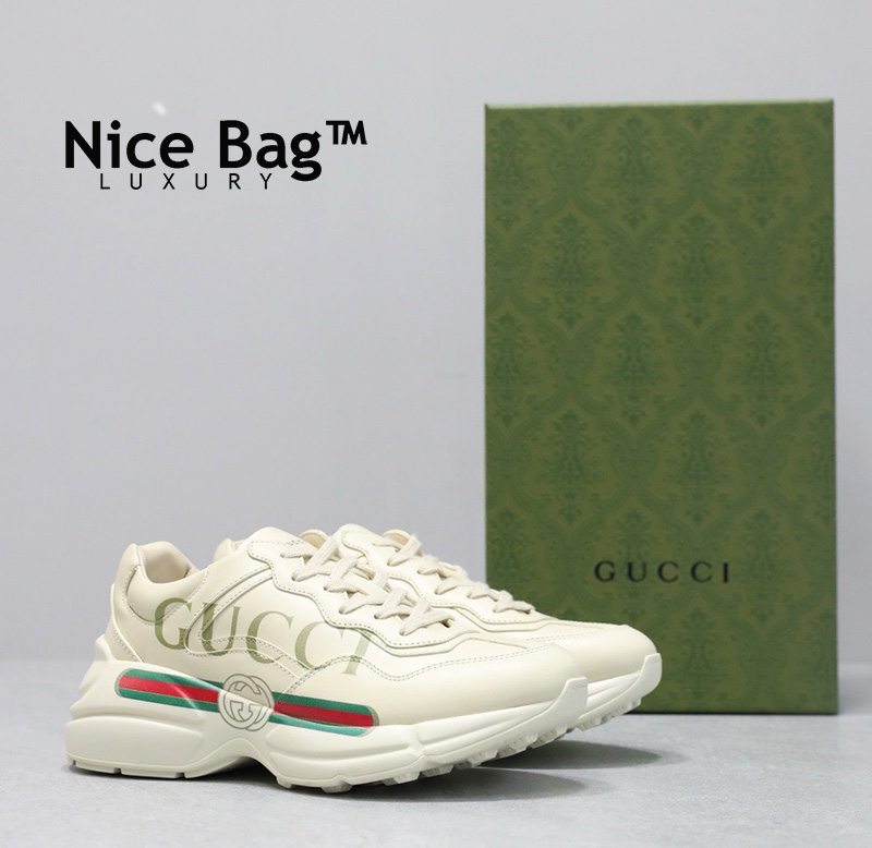 Giay Gucci Rhyton Logo Leather Sneakers 528892 DRW00 9522 Nice Bag