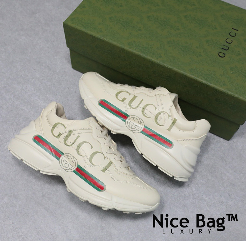 Giay Gucci Rhyton Logo Leather Sneakers 528892 DRW00 9522 Nice Bag