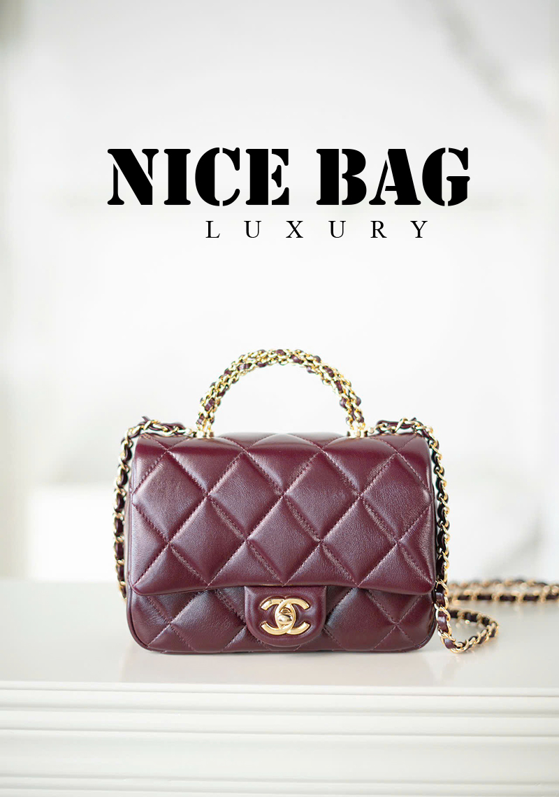 Túi Chanel Mini Flap Bag with Top Handle Burgundy