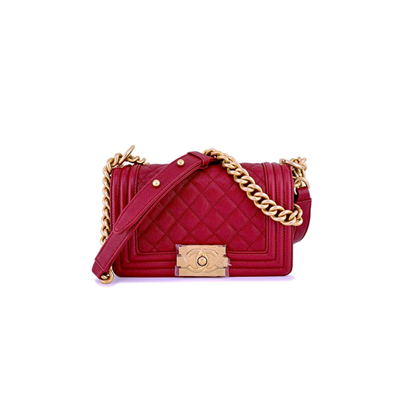 Túi Chanel Boy Flap Quilted Diamond New Mini Red