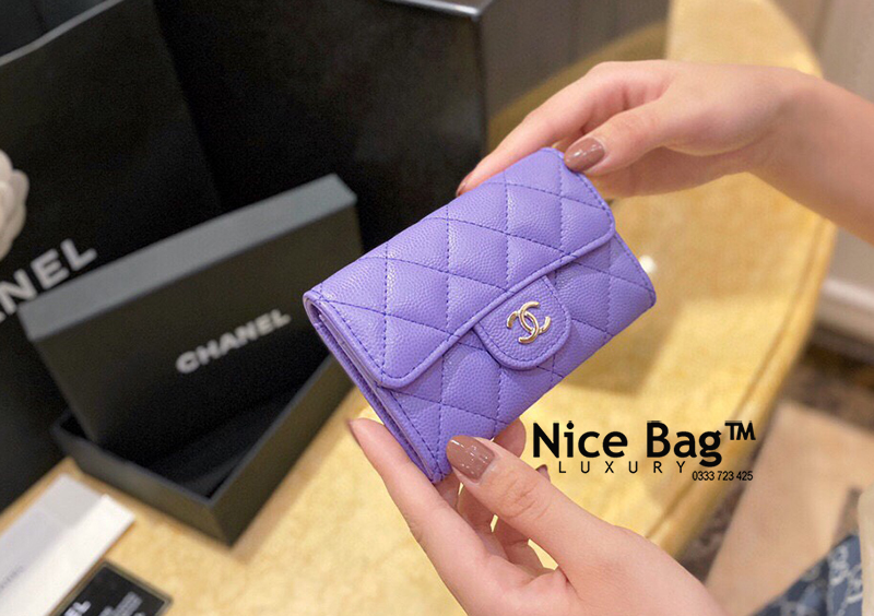 Ví Chanel Grained Calfskin & Gold-Tone Classic Flap Wallet Violet